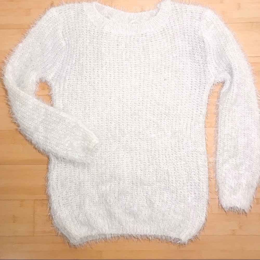 Fuzzy Off White Sweater